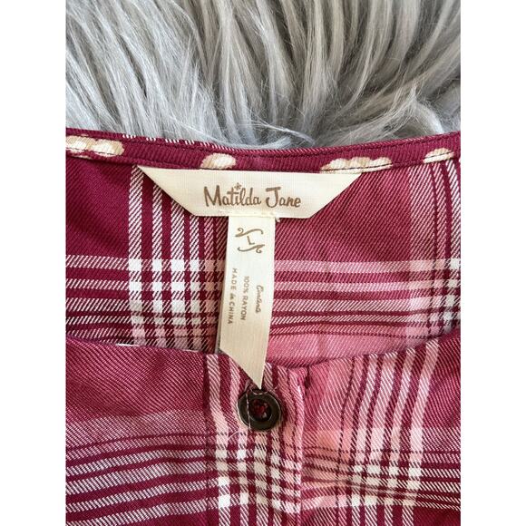 Matilda Jane Button Front Shirt Parker Plaid Sz Large - Picture 3 of 3